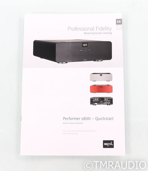 SPL Performer s800 Stereo Balanced Power Amplifier; s-800