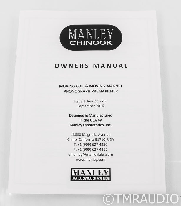 Manley Chinook Tube MM / MC Phono Preamplifier