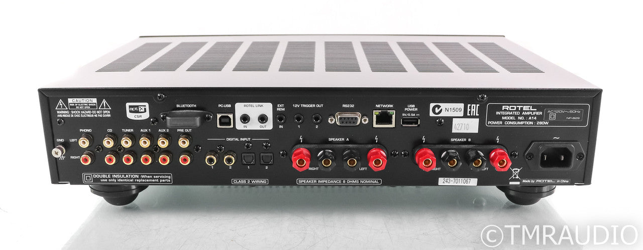 Rotel A14 Stereo Integrated Amplifier; Remote; Black; A-14; DAC; MM Phono