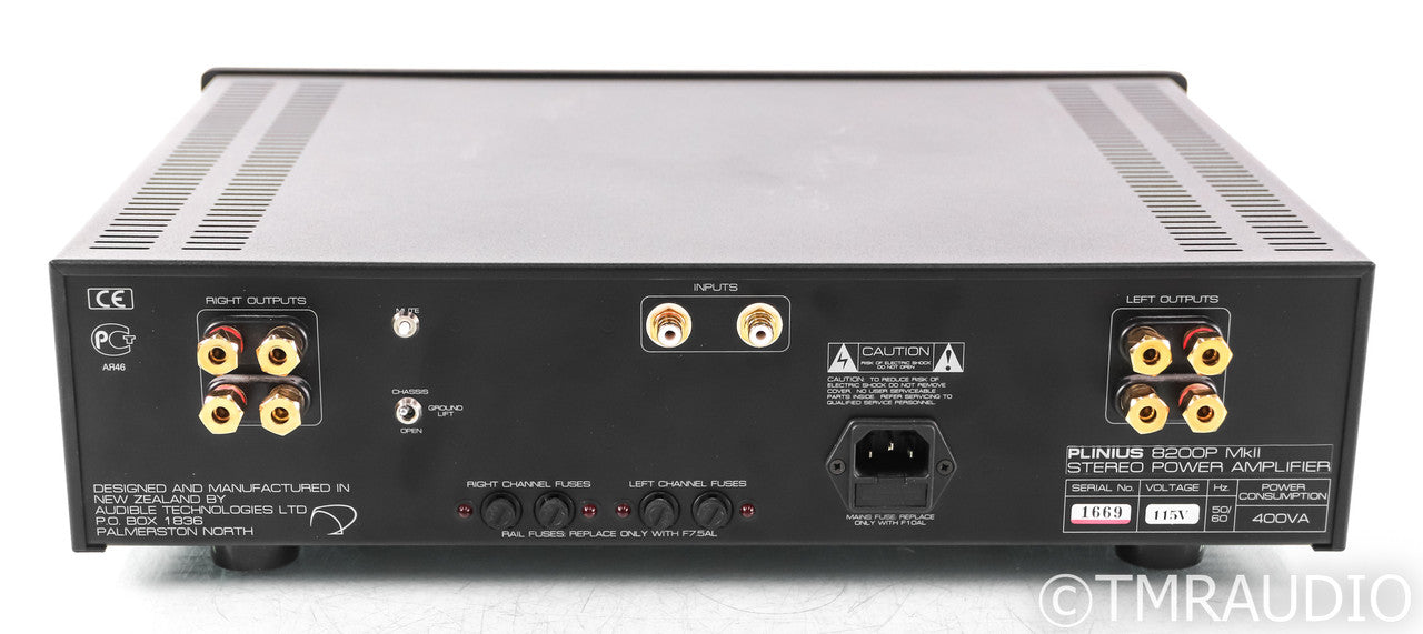 Plinius 8200P MkII Stereo Power Amplifier; 8200-P; Mk 2; Black