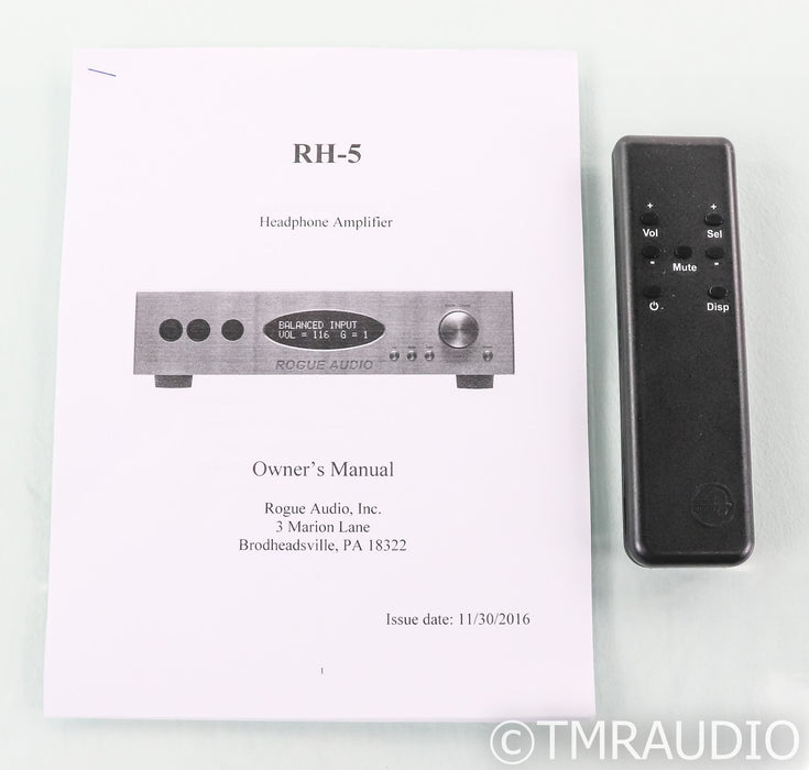 Rogue Audio RH-5 Tube Headphone Amplifier; RH5; Remote