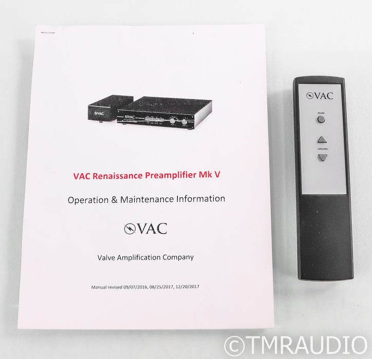 VAC Rennaissance Mk 5 Stereo Tube Preamplifier; Remote; MM / MC Phono
