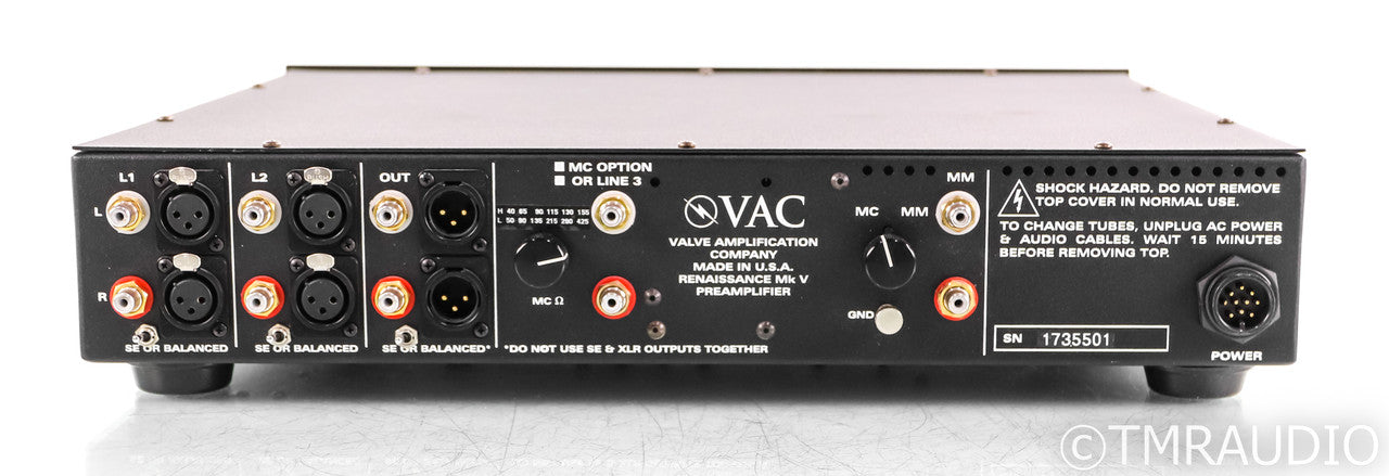 VAC Rennaissance Mk 5 Stereo Tube Preamplifier; Remote; MM / MC Phono