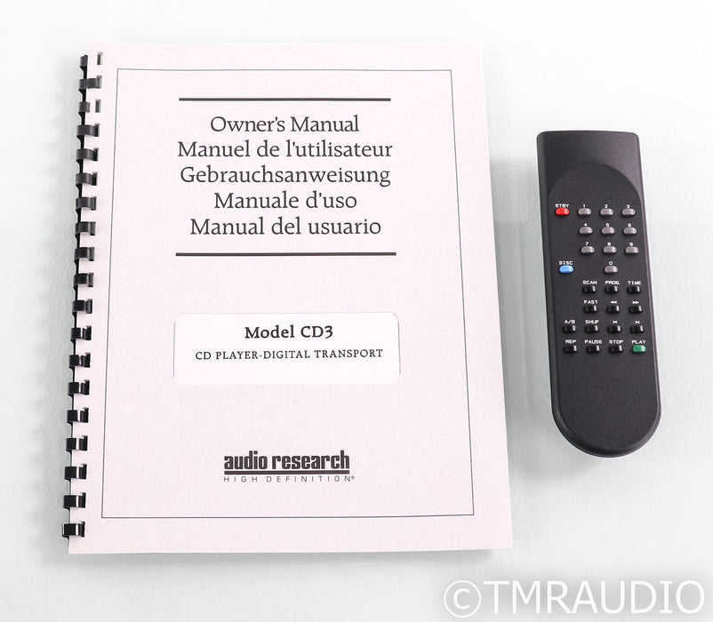 Audio Research Model CD3 CD Player; Remote; Black