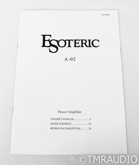 Esoteric A-02 Stereo Power Amplifier; A02; Silver