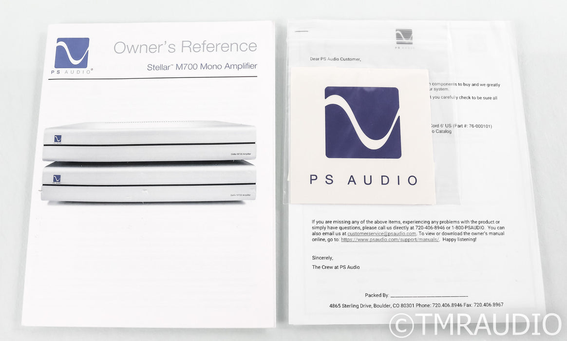 PS Audio Stellar M700 Mono Power Amplifiers; Black Pair (Used)
