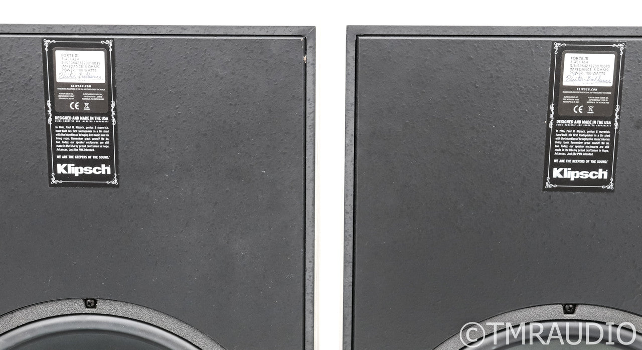 Klipsch Forte III Floorstanding Speakers; Black Ash Pair