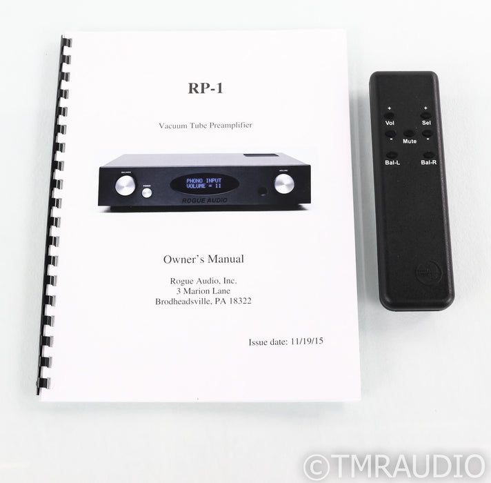 Rogue Audio RP-1 Stereo Tube Preamplifier; Remote; RP1; Black; MM Phono