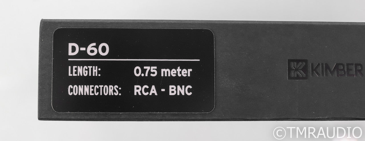 Kimber Kable Summit Series D-60 Coaxial Cable; 0.75m BNC - RCA Cable (Open Box)