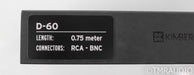 Kimber Kable Summit Series D-60 Coaxial Cable; 0.75m BNC - RCA Cable (Open Box)