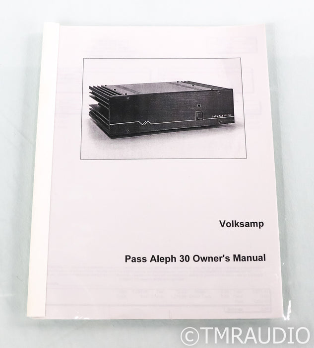 Pass Labs Aleph 30 Stereo Power Amplifier; A30; Black; Volksamp
