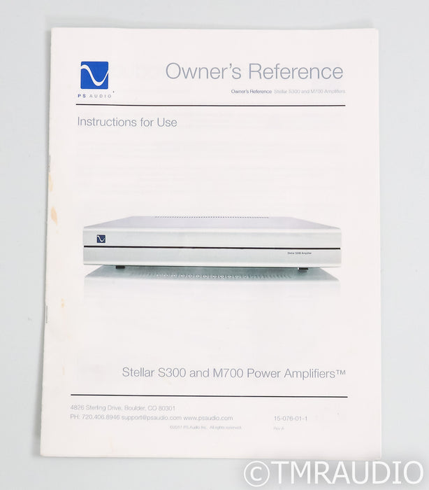 PS Audio Stellar S300 Stereo Power Amplifier; S-300; Black (Used)