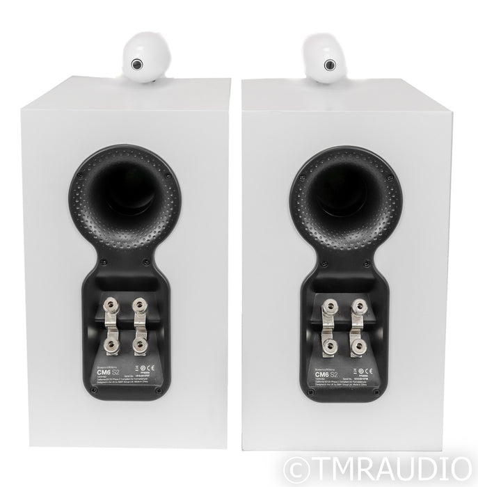 B&W CM6 S2 Bookshelf Speakers; Satin White Pair (No Grills)