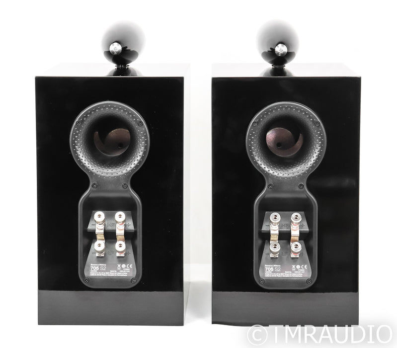 B&W 705 S2 Bookshelf Speakers; Gloss Black Pair
