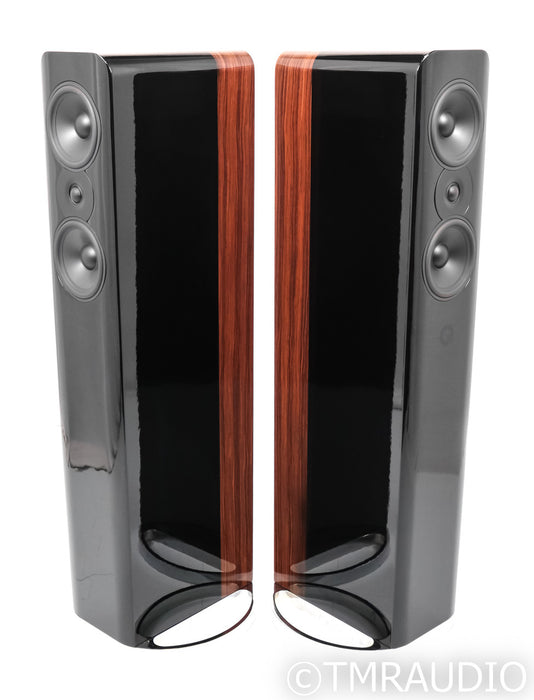 Q Acoustics Concept 500 Floorstanding Speakers; Gloss Black w/ Walnut Pair