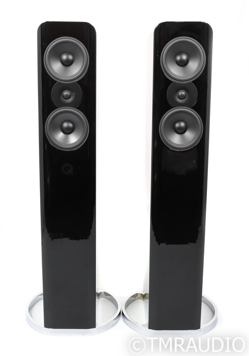 Q Acoustics Concept 500 Floorstanding Speakers; Gloss Black w/ Walnut Pair