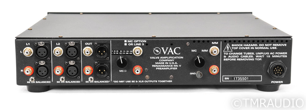VAC Rennaissance MKV Stereo Tube Preamplifier; Mk 5; Remote; MM / MC Phono