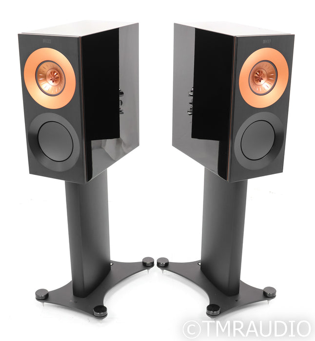 KEF Reference 1 Meta Bookshelf Speakers; Gloss Black w/ Copper Pair; Stands