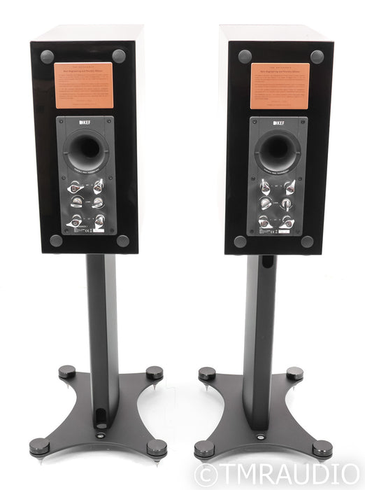 KEF Reference 1 Meta Bookshelf Speakers; Gloss Black w/ Copper Pair; Stands