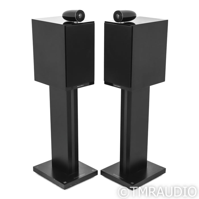 B&W CM6 S2 Bookshelf Speakers; Gloss Black Pair w/ Stands