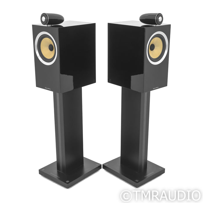 B&W CM6 S2 Bookshelf Speakers; Gloss Black Pair w/ Stands