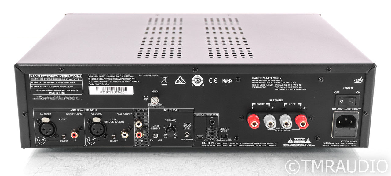 NAD C 298 Stereo Power Amplifier; C298 (Open Box)