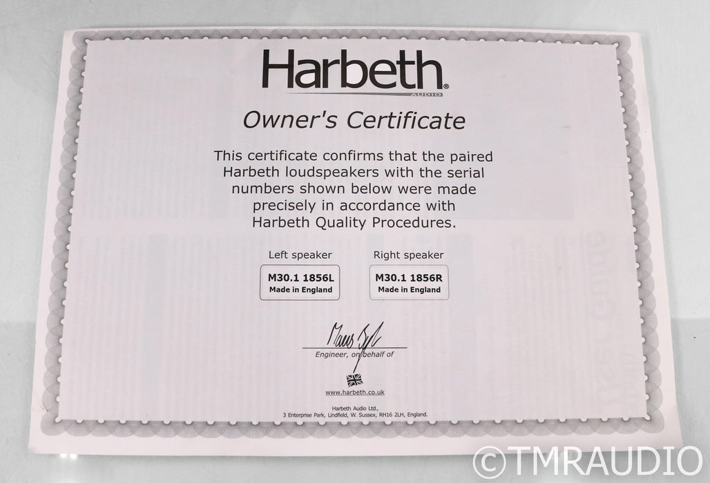 Harbeth M30.1 Bookshelf Speakers; M-30.1; Rosewood Pair; Mastering Series