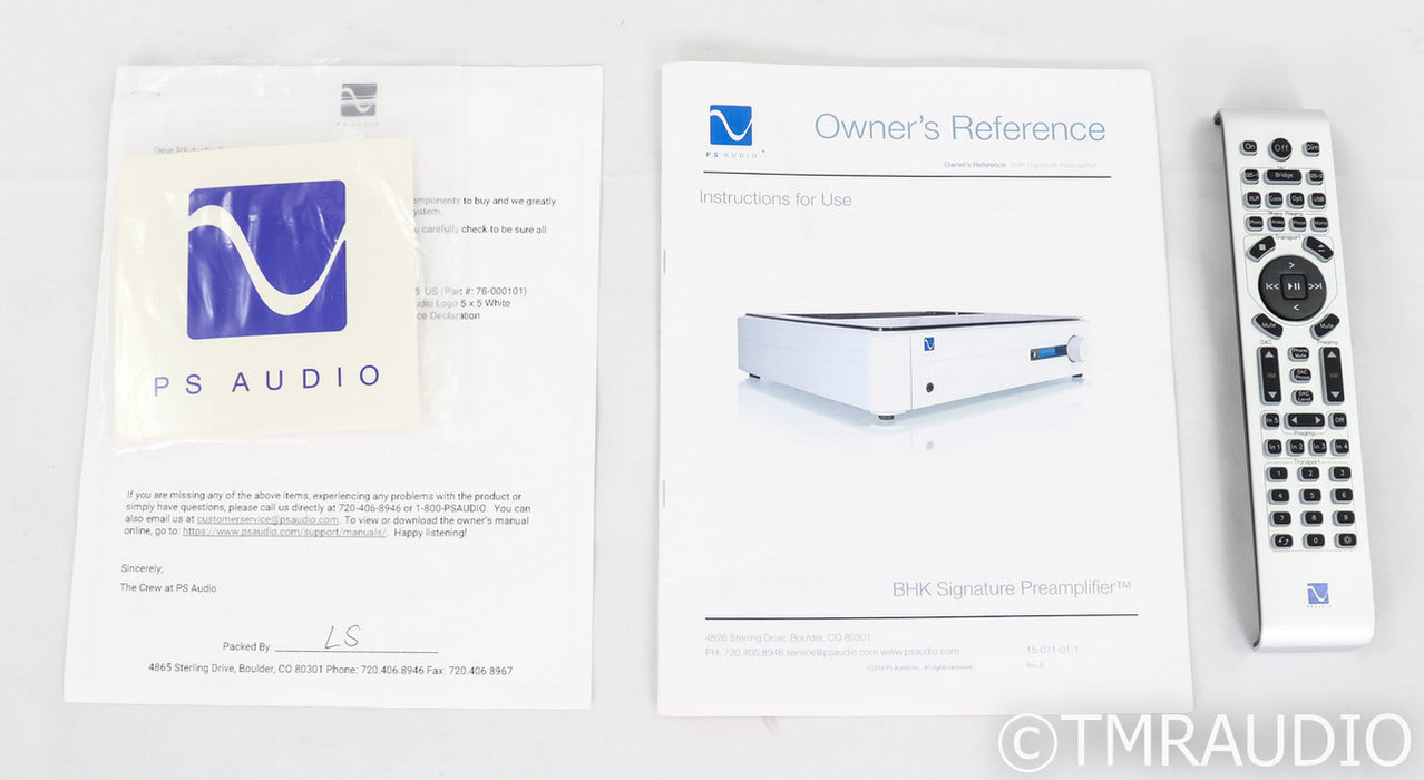 PS Audio BHK Signature Stereo Tube Preamplifier; Remote; Silver; Remote