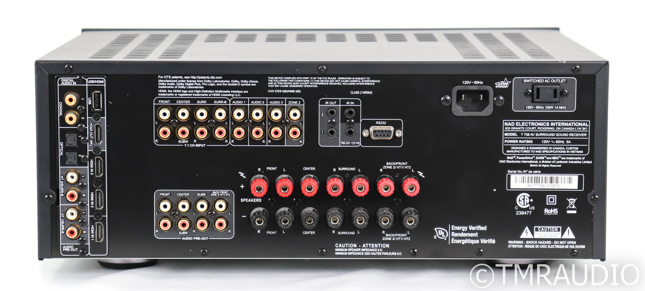 NAD T 758 V3 7.1 Channel Home Theater Receiver; T758 V-3; BluOS; Remote