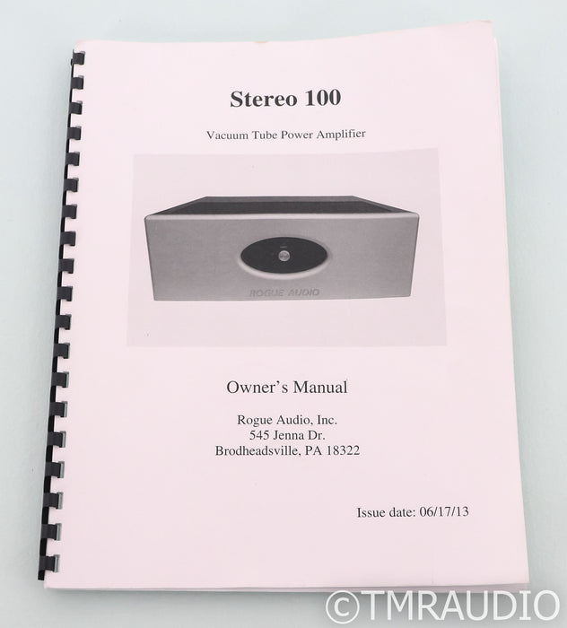 Rogue Audio ST-100 Stereo Tube Power Amplifier; ST100; Black