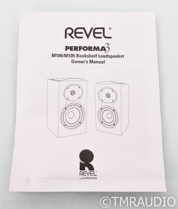Revel Performa3 M106 Bookshelf Speakers; Walnut Pair