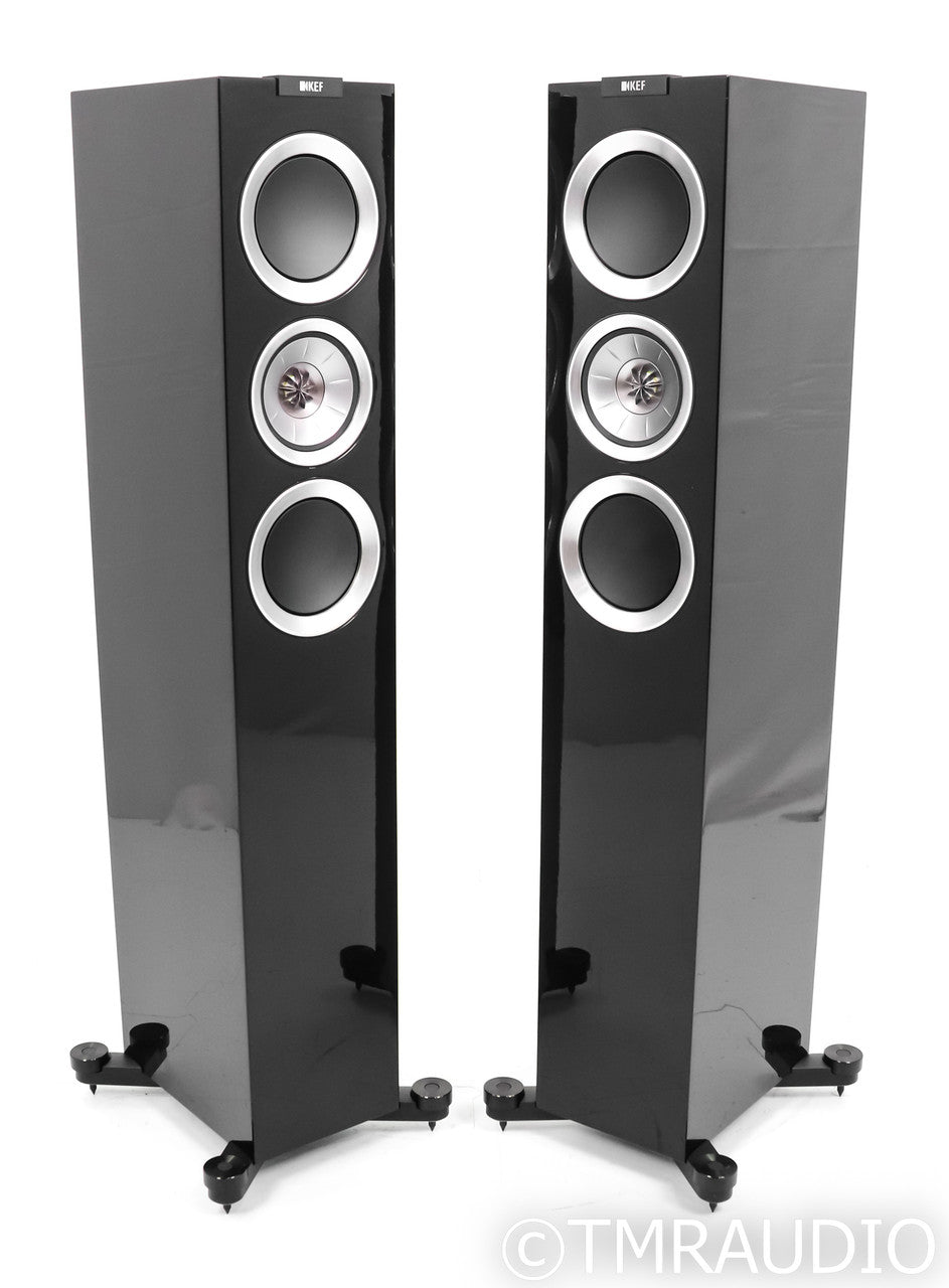 KEF R500 Floorstanding Speakers; R-500; Piano Black Pair — The