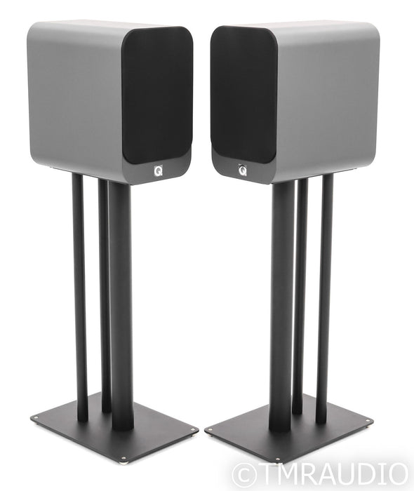 Q Acoustics 3030i Bookshelf Speakers; Gray Pair w/ Stands