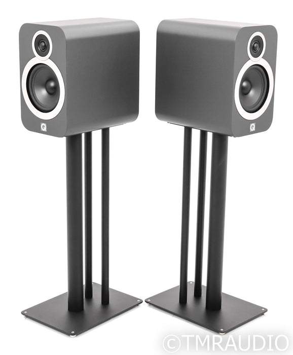 Q Acoustics 3030i Bookshelf Speakers; Gray Pair w/ Stands