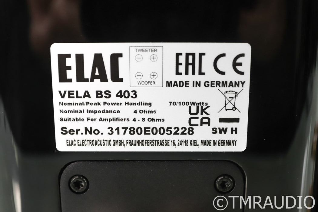 ELAC Vela BS 403 Bookshelf Speakers; Gloss Black Pair
