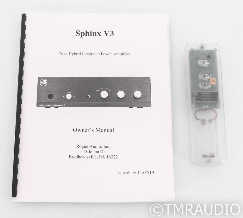Rogue Audio Sphinx V3 Stereo Tube Hybrid Integrated Amplifier; Silver; Remote