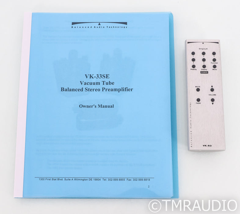 BAT VK-33 SE Stereo Tube Preamplfiier; Remote; Silver; Balanced' VK33SE