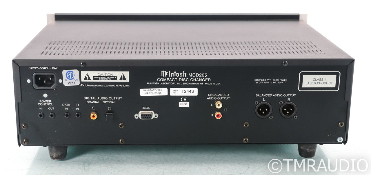 Mcintosh MCD205  5-Disk CD Changer / Player; MCD-205; Remote