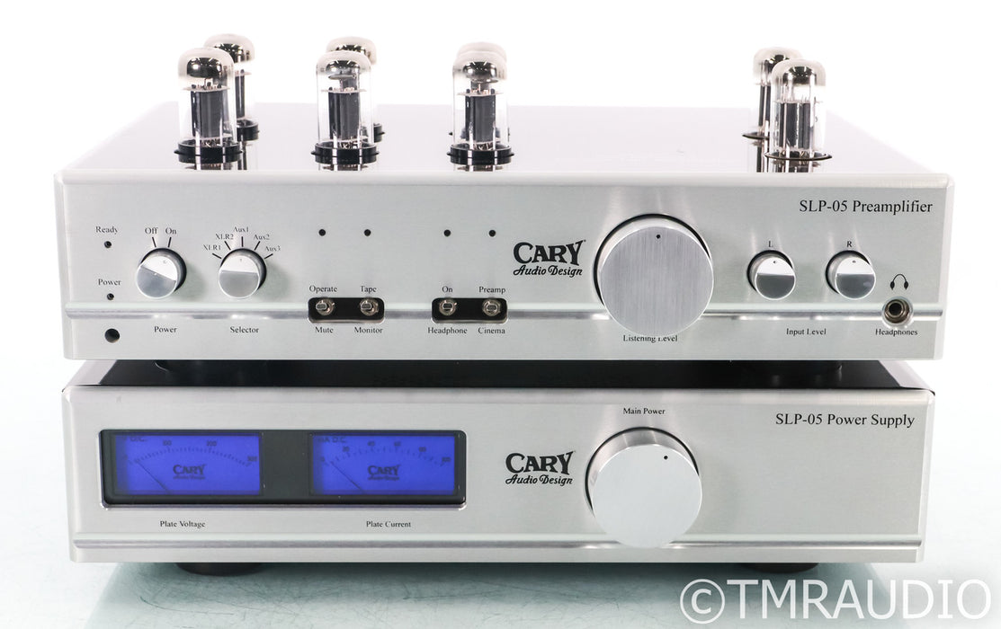 Cary SLP-05 Stereo Tube Preamplifier; SLP05; Remote; Silver w/ PSU