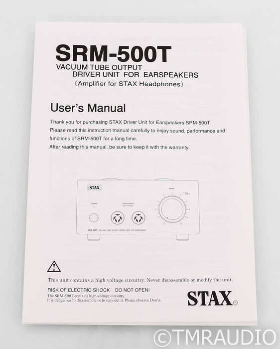 Stax SRM-500T Electrostatic Headphone Amplifier; SRM500T'; 5-Pin Pro