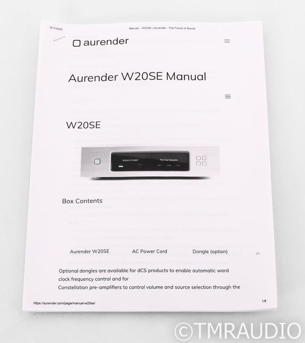 Aurender W20SE Network Streamer / Server; Silver; W-20 Special Edition; 4TB