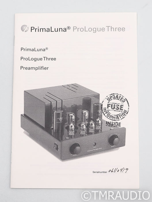 PrimaLuna ProLogue Three Stereo Tube Preamplifier; Silver