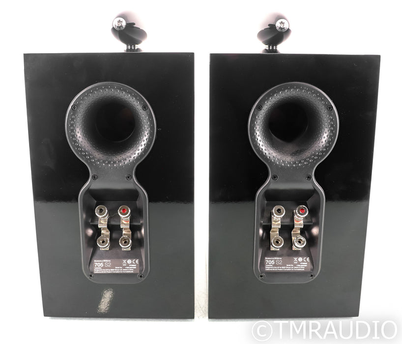 B&W 705 S2 Bookshelf Speakers; Gloss Black Pair