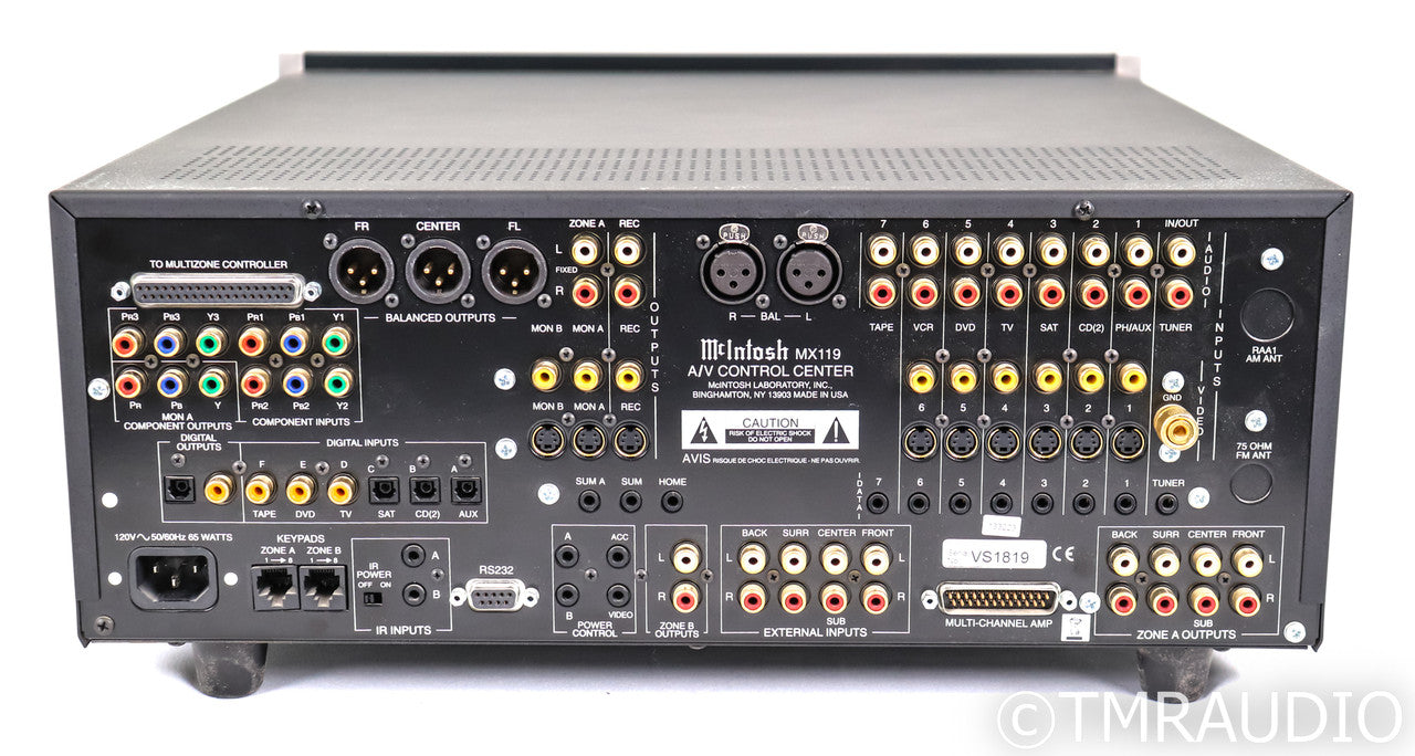 McIntosh MX119 5.1 Channel Home Theater Processor; Remote; MM Phono