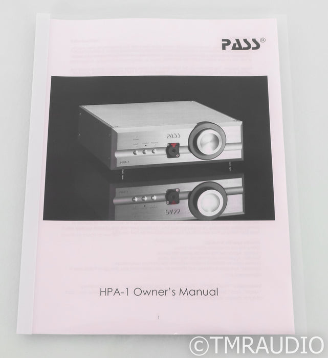 Pass Labs HPA-1 Headphone Amplifier; HPA1; Silver