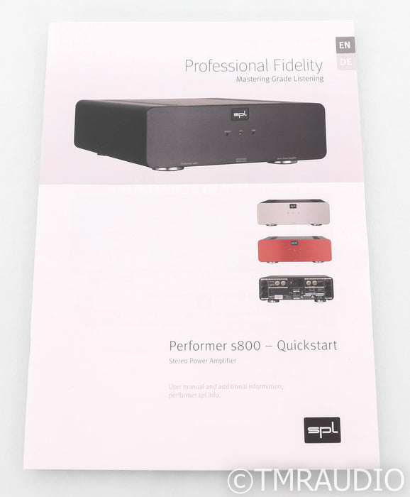 SPL Performer S800 Stereo Power Amplifier; S-800