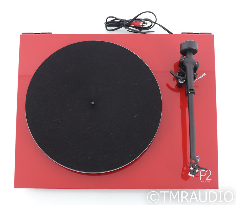 Rega Planar 2 Belt Drive Turntable; P2; Red; Carbon MM Cartridge
