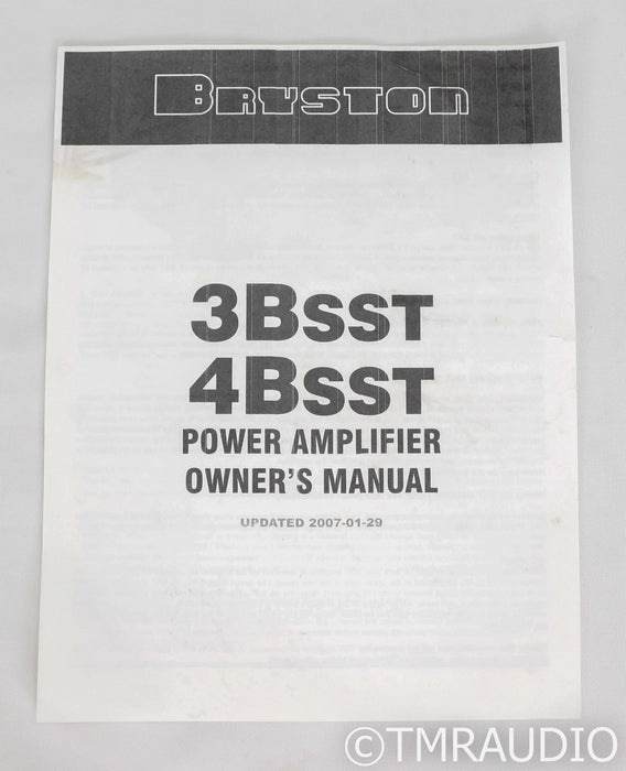 Bryston 3B SST Dual Mono Power Amplifier; 3-B