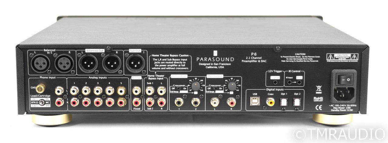 Parasound Halo P6 2.1 Channel Preamplifier; Black; Remote; MM / MC Phono