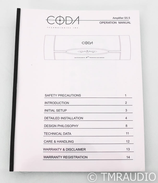 Coda S5.5 Stereo Power Amplifier; S-5.5